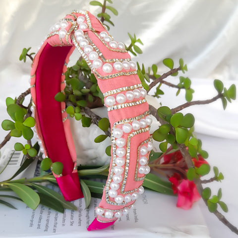 Pearls in Pink Hairband